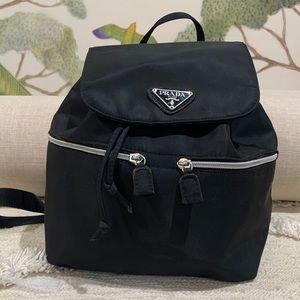PRADA Black Re-Nylon Small Backpack w Drawstring
